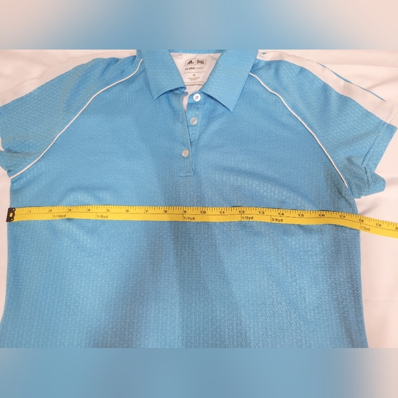 Adidas Clima Cool Womens Golf Polo Shirt On Size Medium Blue And White - Picture 7 of 9